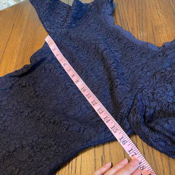 Adrianna Papell Lace Short Evening Cocktail Dress Elegant Navy Blue Women's sz 6 - Picture 12 of 15